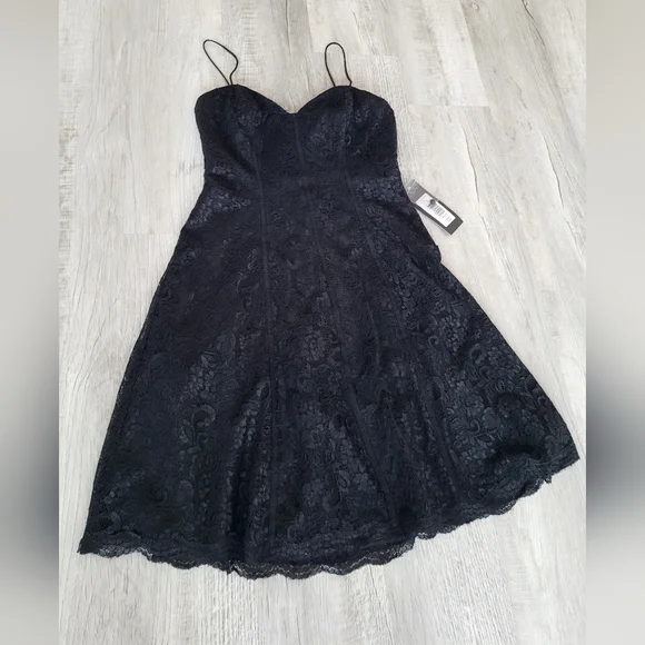 white christmas dresses ml Monique Lhuillier Sydney Lace Mini Dress, Black / 2